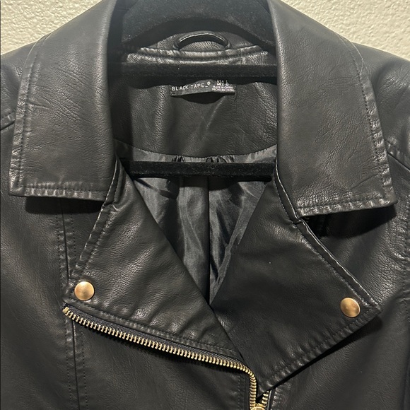 Black Tape Faux Leather Jacket - Picture 6 of 9